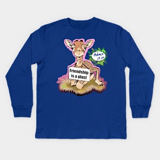 Giraffe friend Kids Long Sleeve T-Shirt